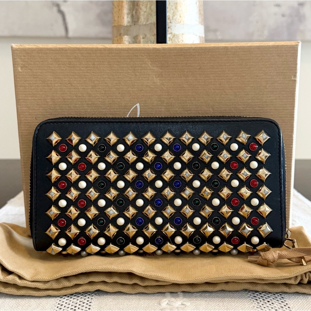Christian Louboutin Panettone Wallet w/ Studs & Faux Pearls
